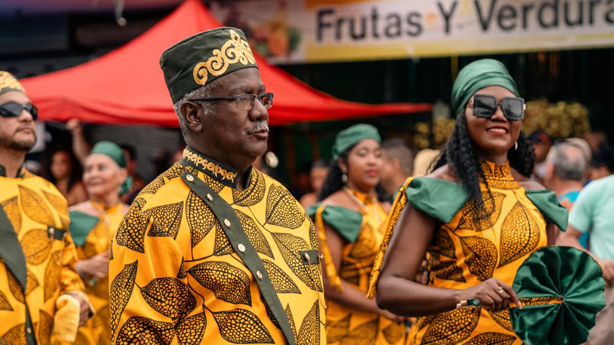 A colorful celebration of Afro-Costa Rican culture at a street parade in Limón, Costa Rica.